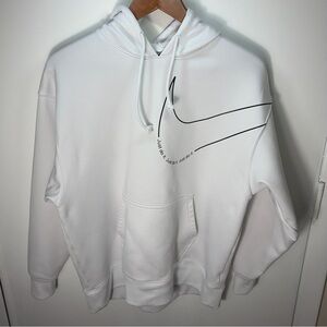 Nike White Hoodie with Black Graphic